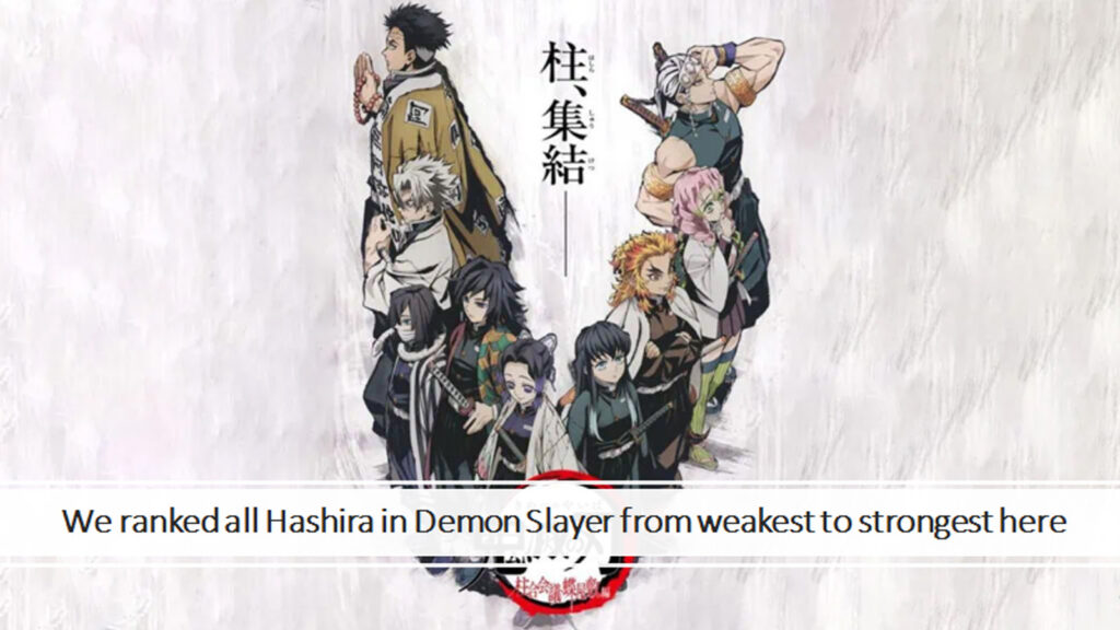 All Demon Slayer Hashira with a caption that ranks them from weakest to strongest