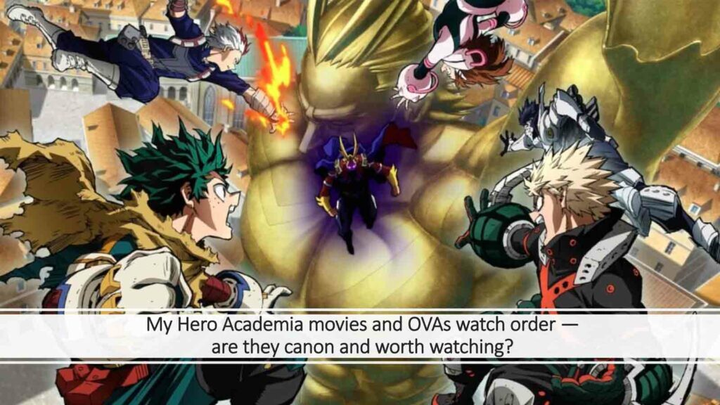 Official key visual of My Hero Academia movie featuring its main cast in ONE Esports featured image for article "My Hero Academia movies and OVAs watch order — are they canon and worth watching?"