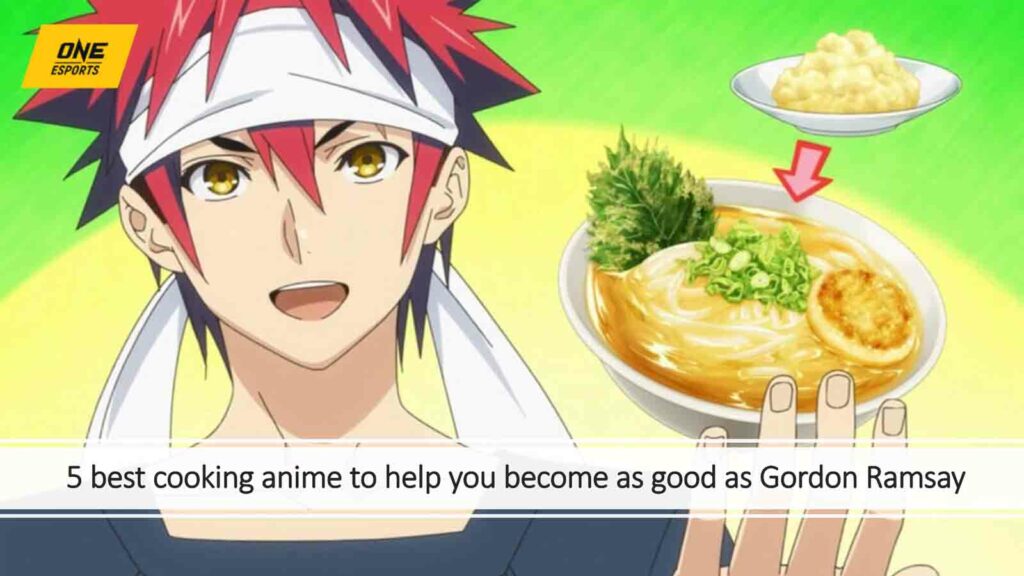 Shokugekino Soma in Food Wars holding a ramen in ONE Esports featured image for article "5 best cooking anime to help you become as good as Gordon Ramsay"