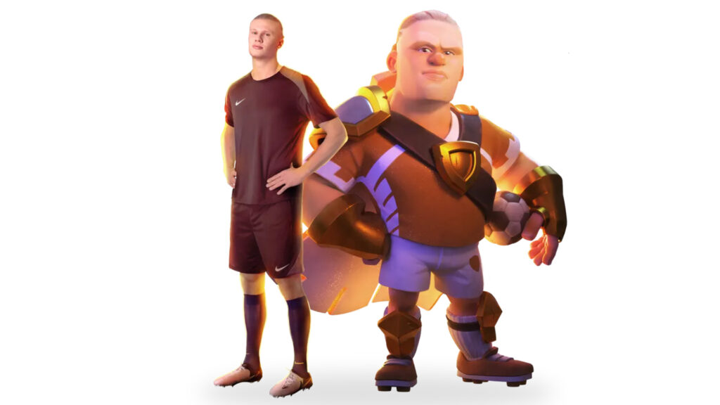 Image of Erling Haaland next to⁢ his Barbarian‌ King skin⁤ (Image via onlineesports.gg)
