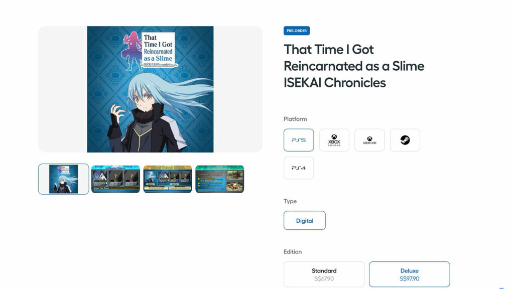 Screencap of how to pre-order Slime Isekai Chronicles using the Bandai Namco Store