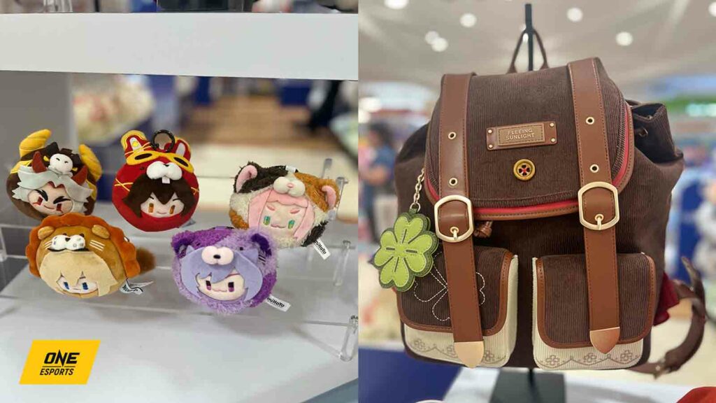 Genshin merch sold at Takashimaya official store featuring Teyvat Zoo theme plush straps and Kelee backpack
