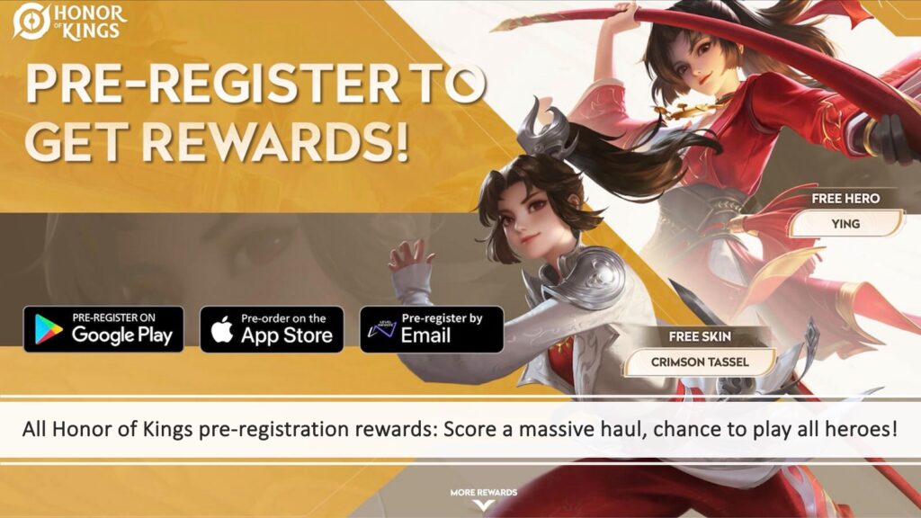 Honor of Kings pre-registration rewards list by ONE Esports