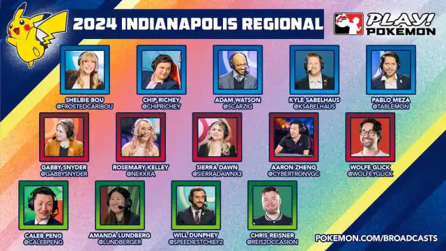 Caster lineup for Pokémon Indianapolis Regionals 2024.