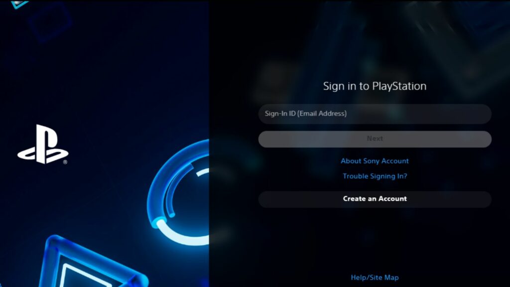PlayStation Network sign-in page.