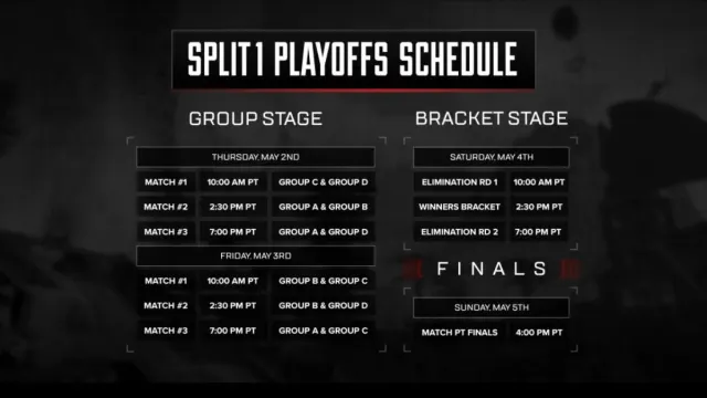 The schedule for ALGS Split 1 Playoffs 2024