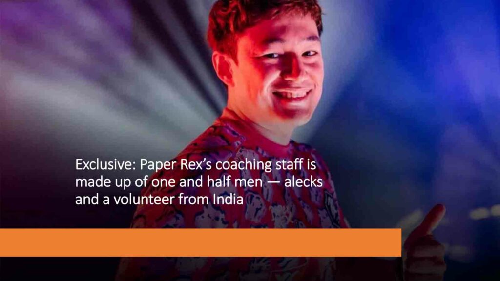 Online‌ Esports coach alecks giving‌ the thumbs​ up at Masters Tokyo in ONE Esports featured ⁢image for article "Exclusive: Online Esports’s coaching staff is made up of one⁢ and half men —⁣ alecks and a volunteer from India"