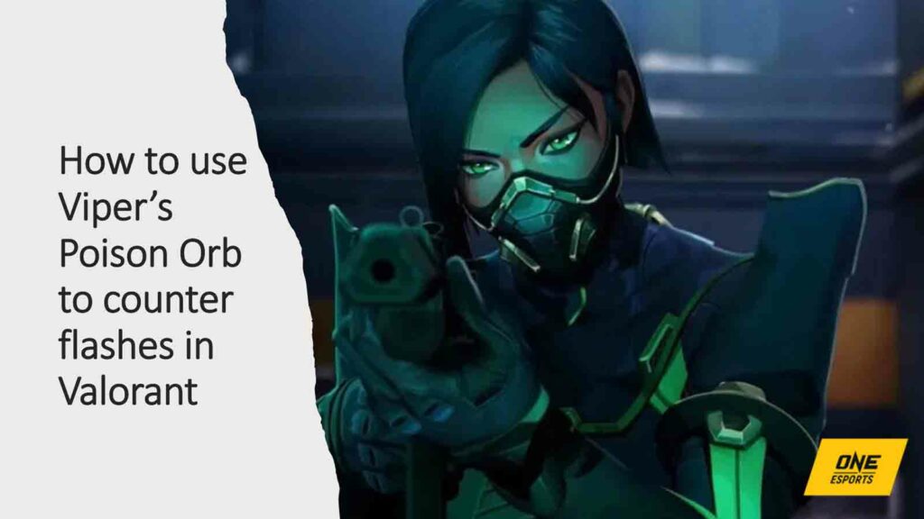 Screenshot of Viper holding gun in cinematic in ONE Esports featured image for article "How to use Viper’s Poison Orb to counter flashes in Valorant"