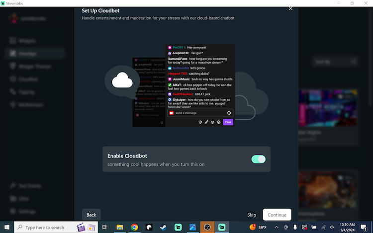 Cloudbot screenshot (Image via Streamlabs)