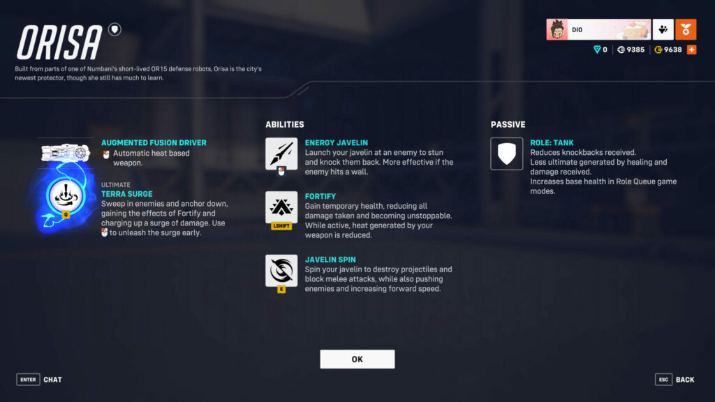 Screenshot of Orisa's kit (Image via esports.gg)