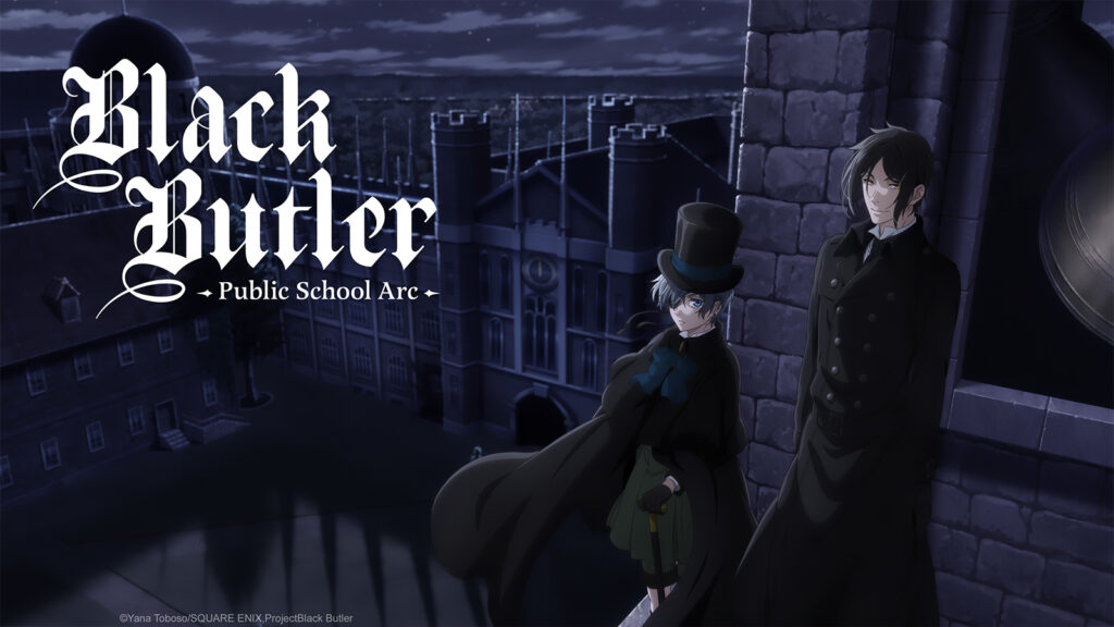 Black Butler Public School arc season 4 featuring main characters Sebastian Michaelis and Ciel Phantomhive in the official art