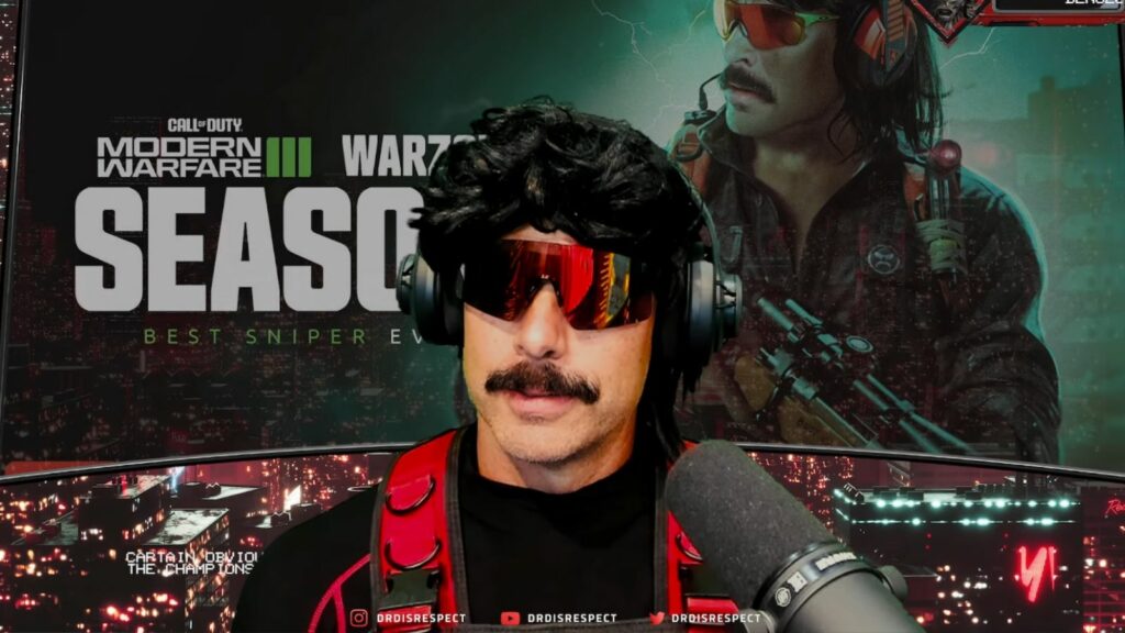 Screenshot of Dr Disrespect while livestreaming on YouTube