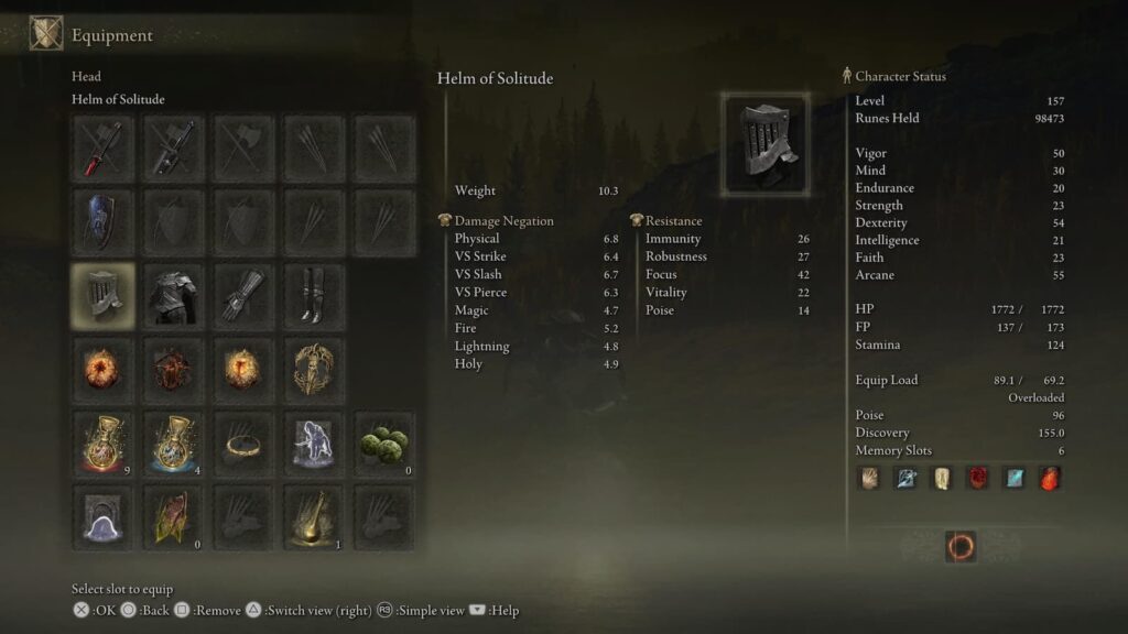 Helm of Solitude stats in Elden Ring Shadow of the Erdtree