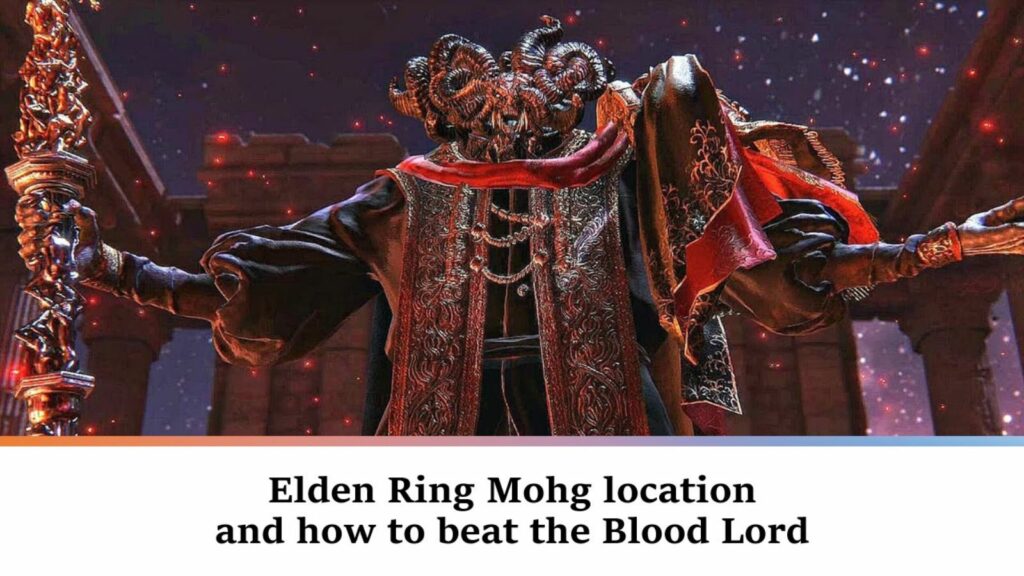 Mohg, the Blood Lord in Elden Ring in ONE Esports' image for the article on where to find this boss and how to beat it