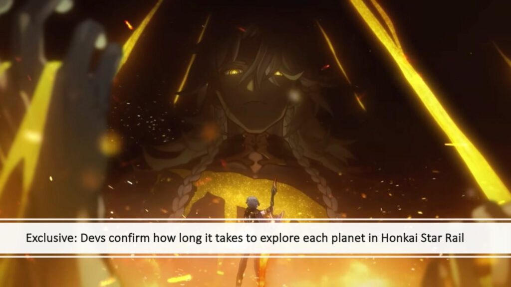 Honkai Star Rail ONE Esports exclusive article about how long it takes to explore each planet and a picture of the Nanook, the Aeon of Destruction