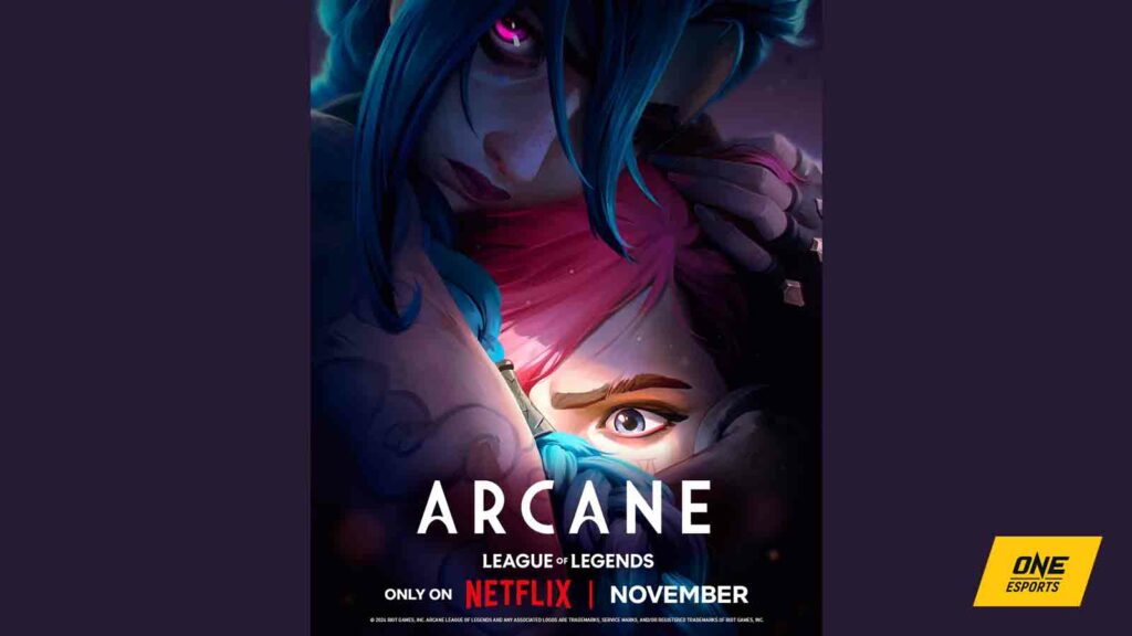Arcane Season 2 official poster and key visual showing Jinx embracing Vi with the tagline "Nothing ever stays dead"