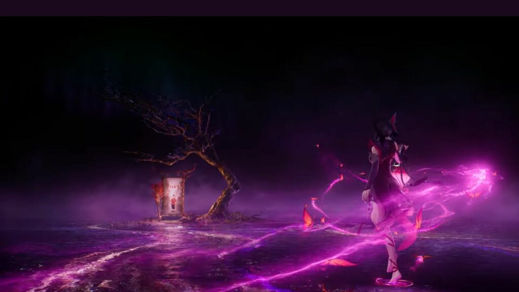 Mobile Legends: Bang Bang mage hero Zhuxin walking towards a tree in her teaser trailer