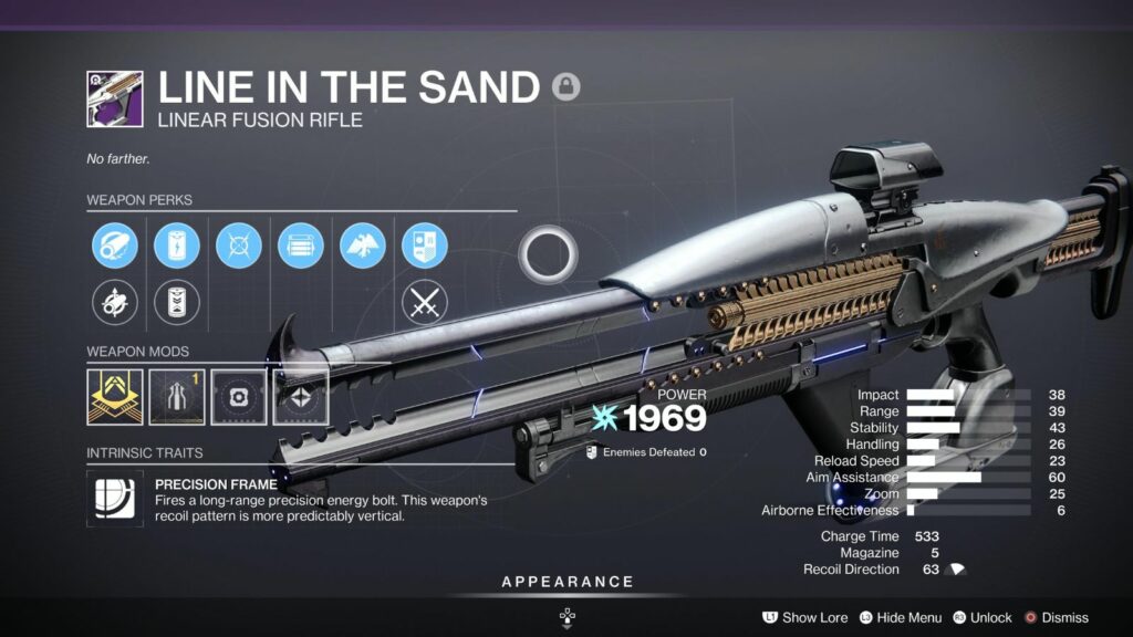 Destiny 2 Line in the Sand god roll