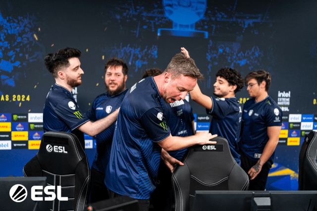 CadiaN shouts while Team Liquid celebrate after a win at IEM Dallas 2024.