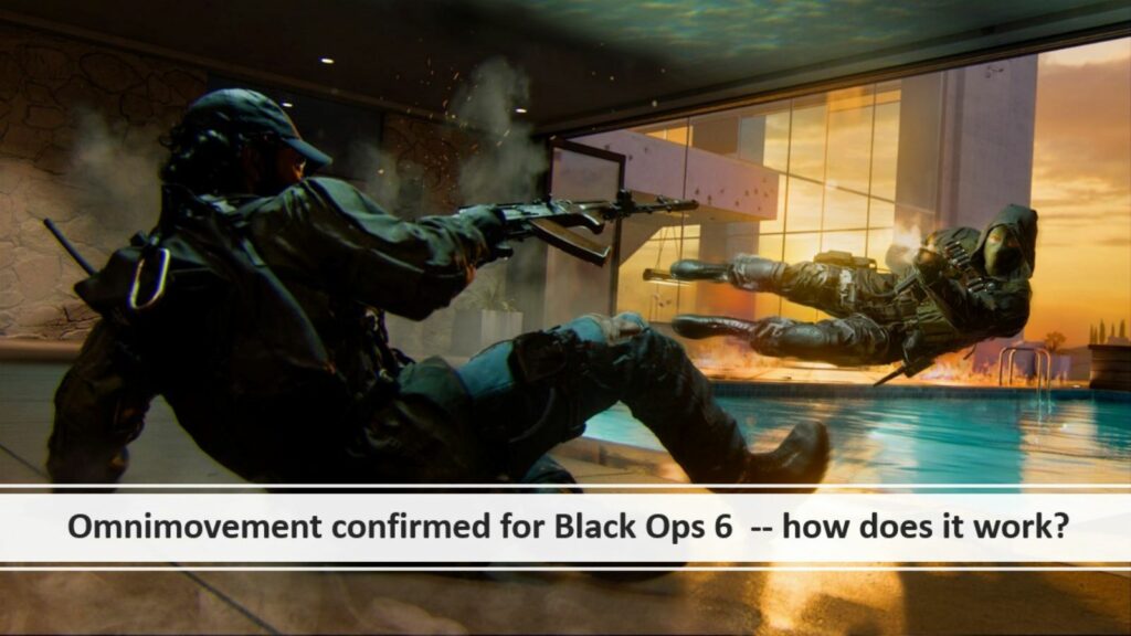 An operator sliding backward while getting shot by an enemy jumping sideward in ONE Esports' image for Black Ops 6 Omnimovement