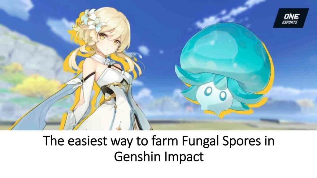 Lumine with Hydro Fungus in ONE Esports featured image for article "The easiest way to farm Fungal Spores in Genshin Impact"