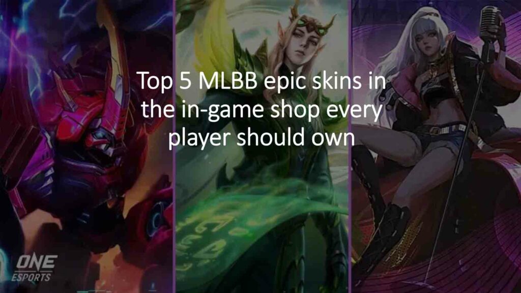 Codename Rhino Grock, Dragon Rattan Estes, and STUN Selena in ONE Esports featured image for article "Top 5 MLBB epic skins in the in-game shop every player should own"