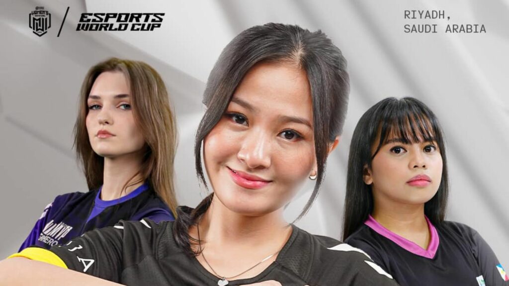 MWI 2024 players -- Victory Song Gamers' Irina “Kioway” Koroleva, Team Vitality's Vivi "Vivian" Indrawaty, and Omega Empress' Mery "Meraaay" Vivero