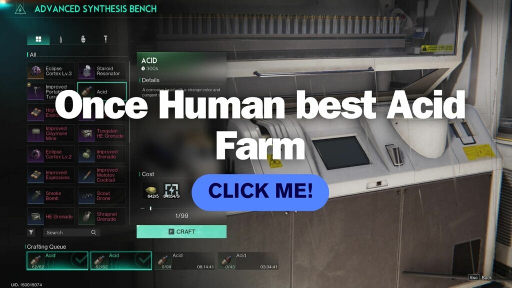 ONE Esports' image for "Once Human best Acid farm — making Acid in Once Human guide"