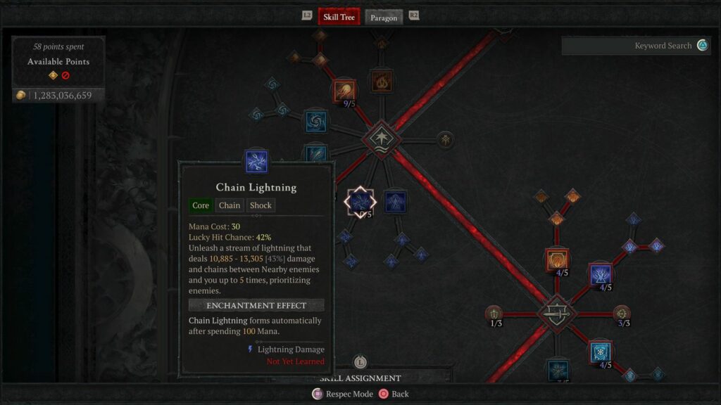 Diablo 4 Sorcerer chain lightning points