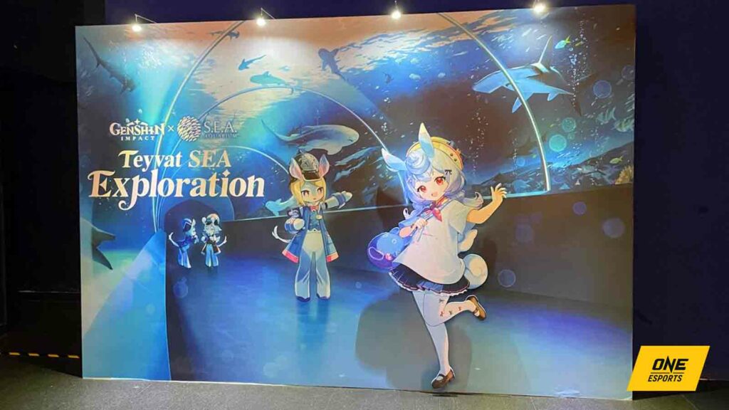 Teyvat SEA Exploration banner at entrance of SEA Aquarium