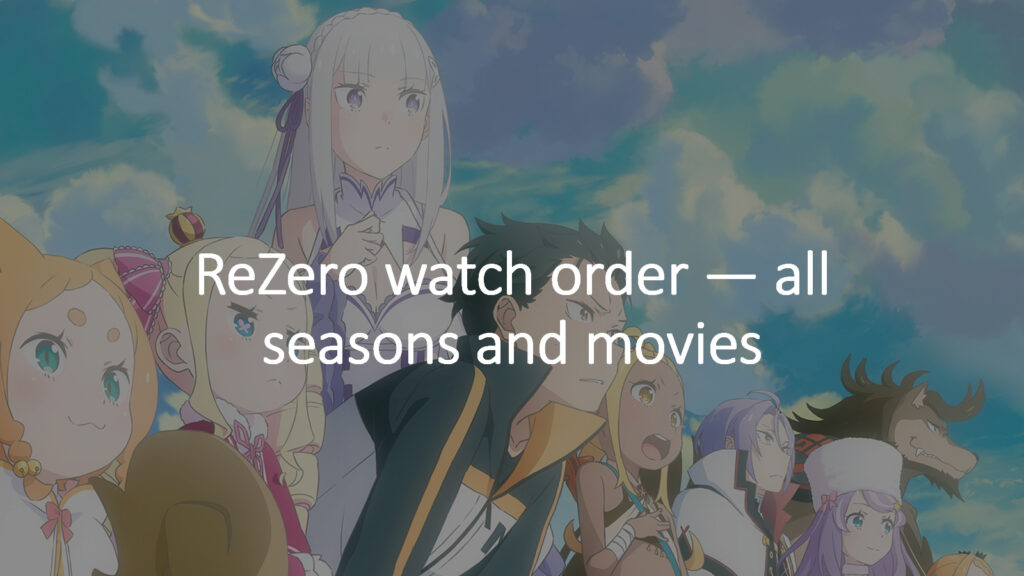 ReZero characters featuring Emilia, Subaru, Beatrice, Liliana, Mimi, Anastasia, and more in ONE Esports featured image "ReZero watch order — all seasons and movies"