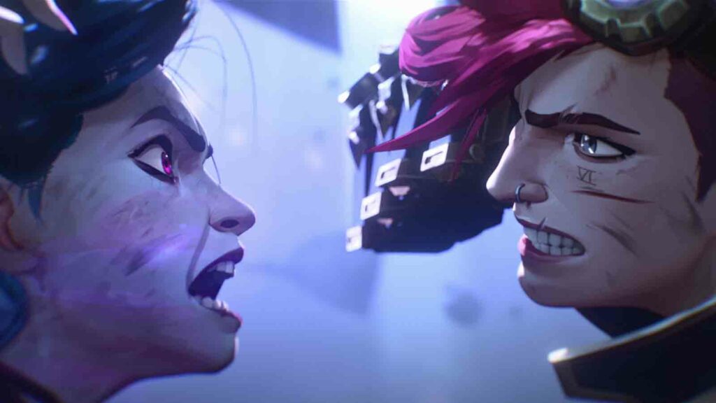 Jinx and Vi clashing with fists in Arcane Season 2 Episode 3