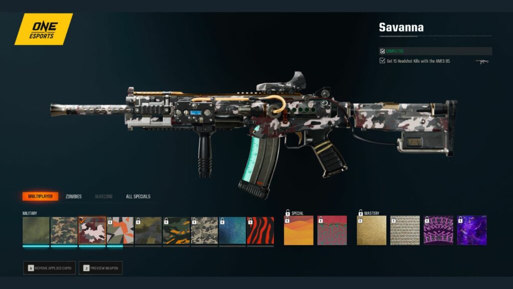 Black Ops 6 Multiplayer Military Camo for AMES 85 assault rifle