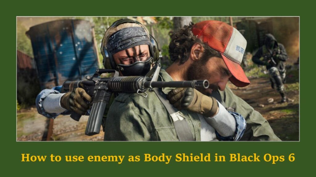 Operator Bailey holding Nazir as Body Shield in ONE Esports' image for how to use enemy as Body Shield in Black Ops 6