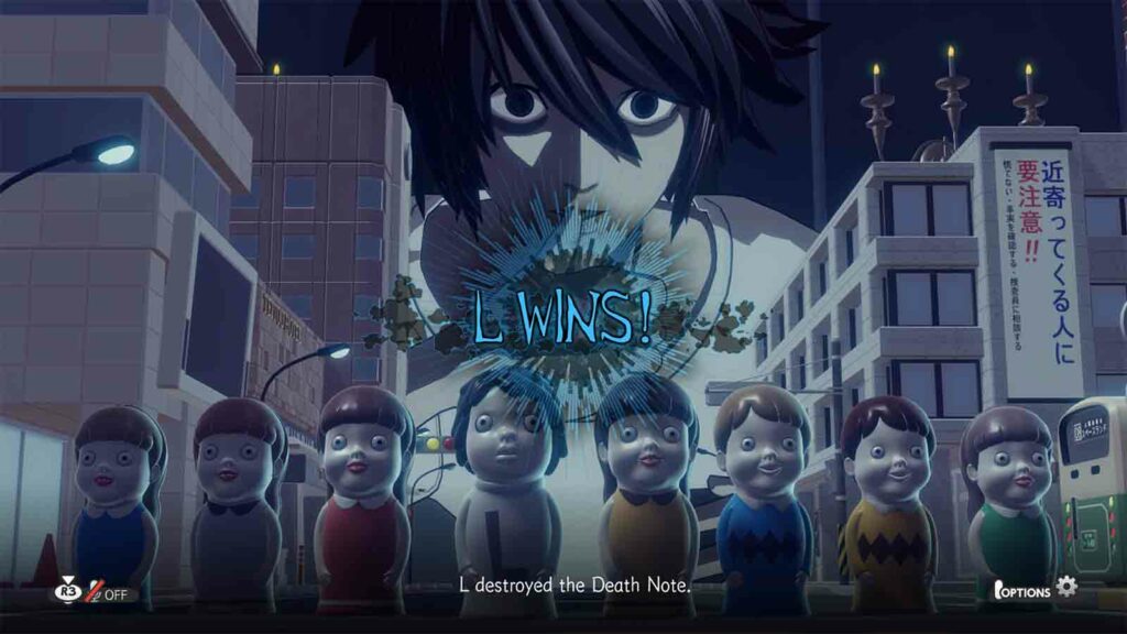 Death Note Killer Within L Wins end game screen