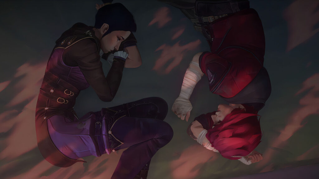 Arcane wallpaper featuring Vi and Caitlyn.