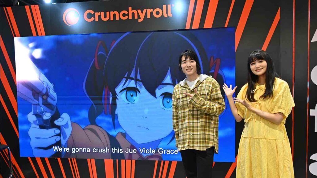 Tower of God seiyuu Taichi Ichikawa and Hayami Saori at the Crunchyroll booth at AFA SG 2024