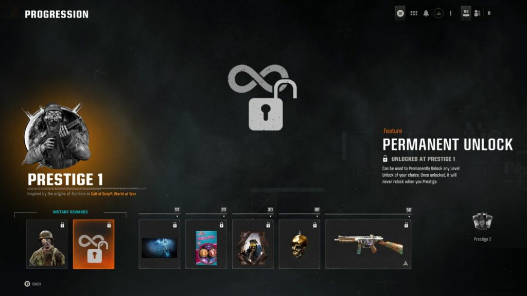 Permanent Unlock feature of Black Ops 6 Prestige system