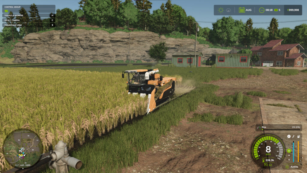 Farming Simulator 2 review player farming rice paddy.