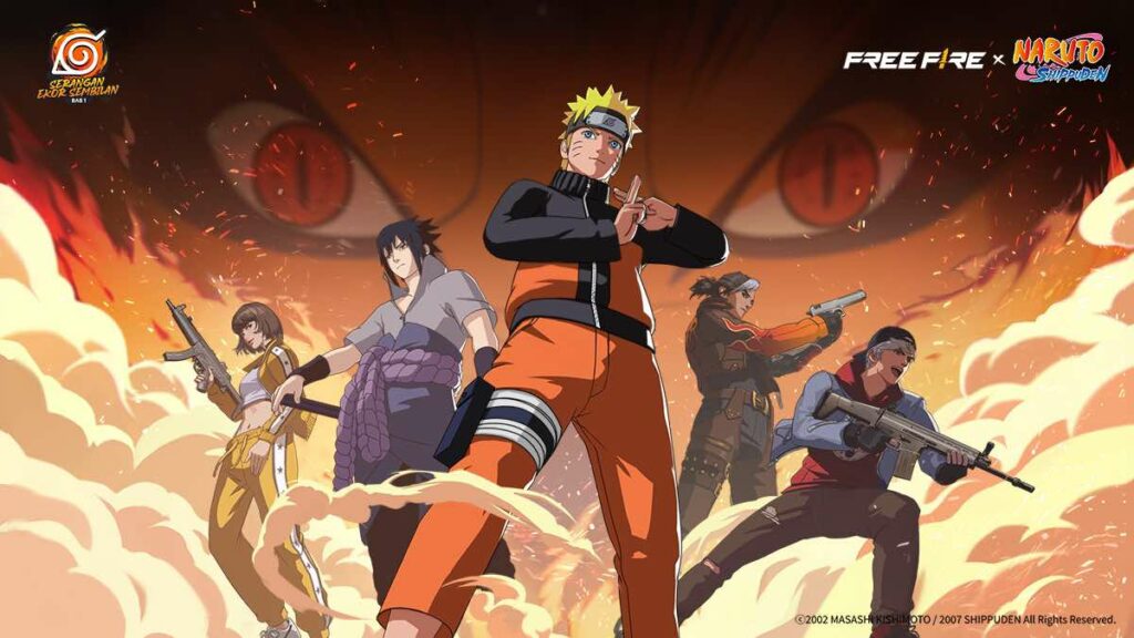 Free Fire x Naruto Shippuden crossover poster